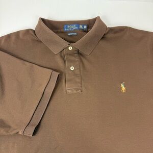 Polo Ralph Lauren Men's Pima Soft Touch Short Sleeve Shirt Brown 2XLT Flesh Pony
